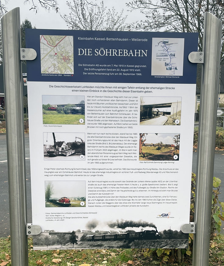 Gemeinde Lohfelden 4 Hinweistafeln zum Verlauf der Söhrebahn